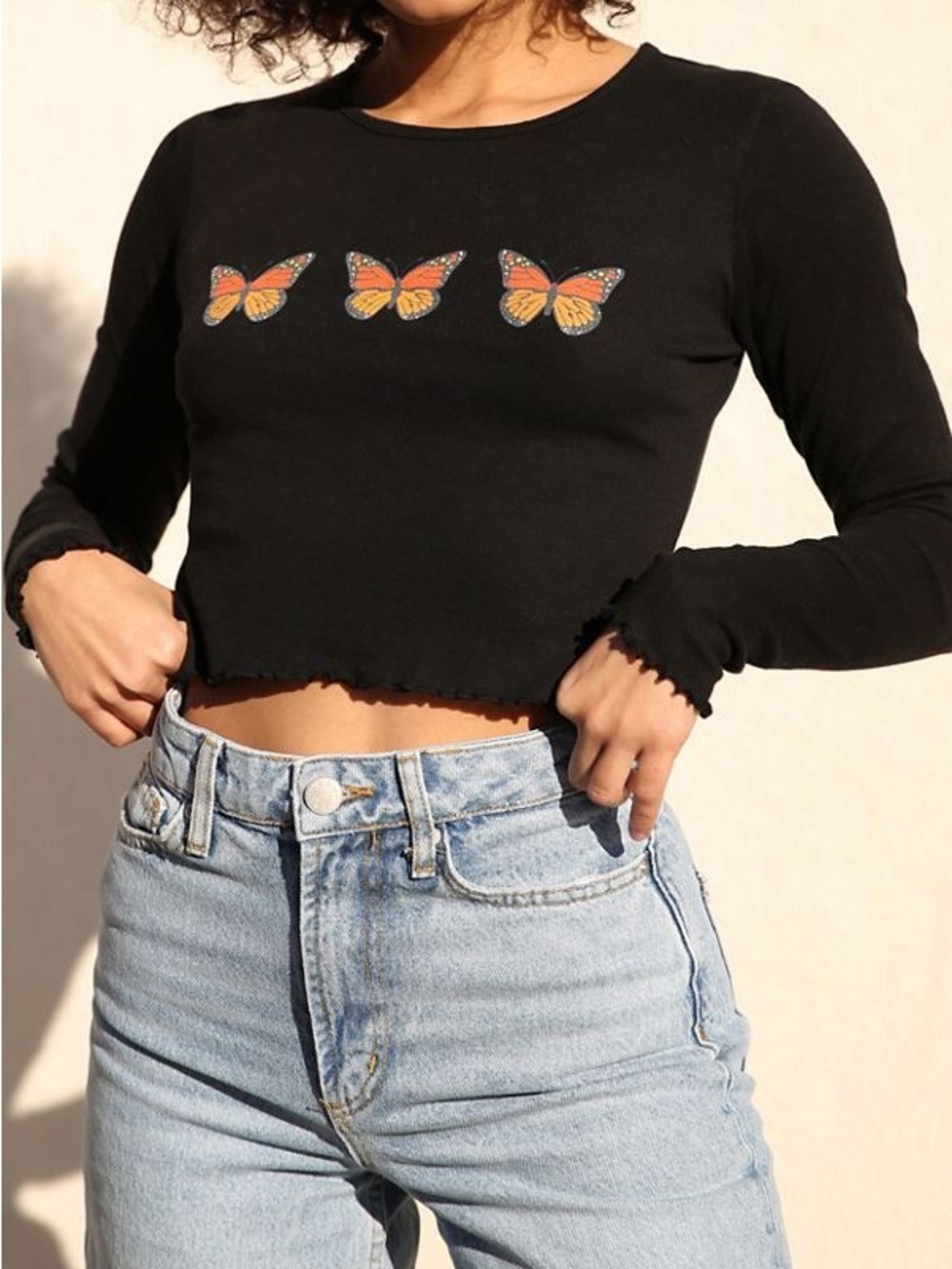 Butterfly Longsleeve Ribbed Top - Picture 5 of 5